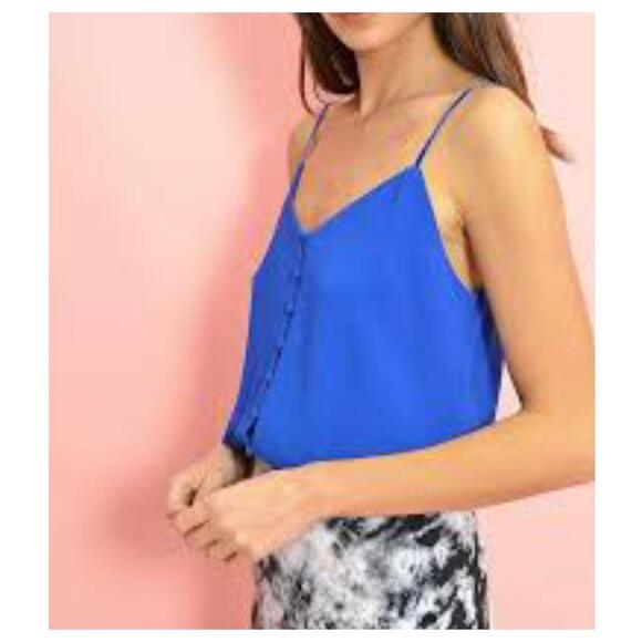 BB Dakota Small New Crazy Little Thing Tank Cami Button Velvet Straps Blue Crepe - Picture 7 of 11